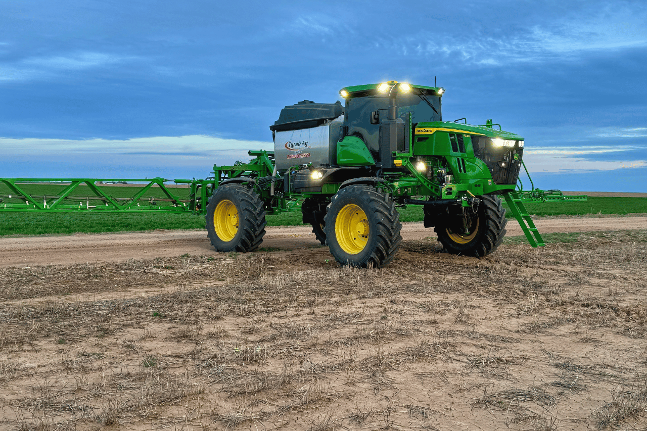 tractor at dusk